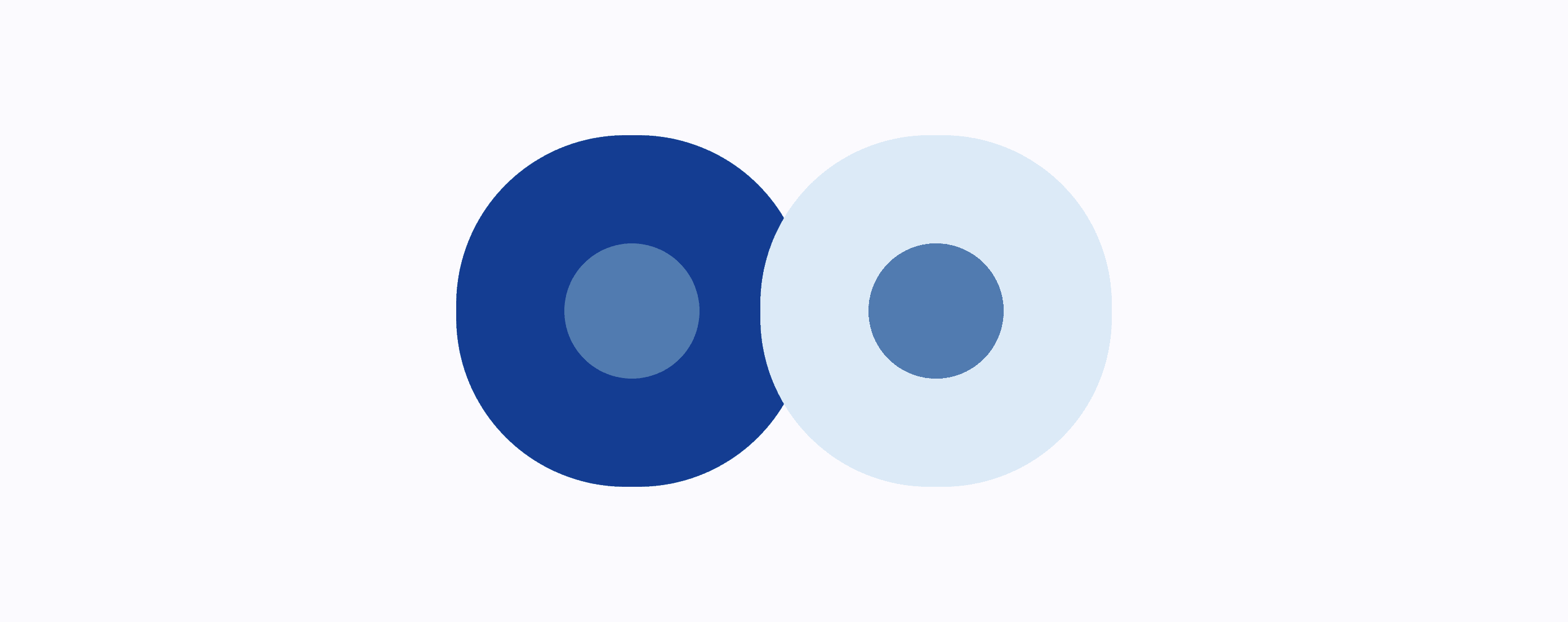 Two circles with different lightness with a blue dot inside them. Showing how the perceived lightness of the dot changes.