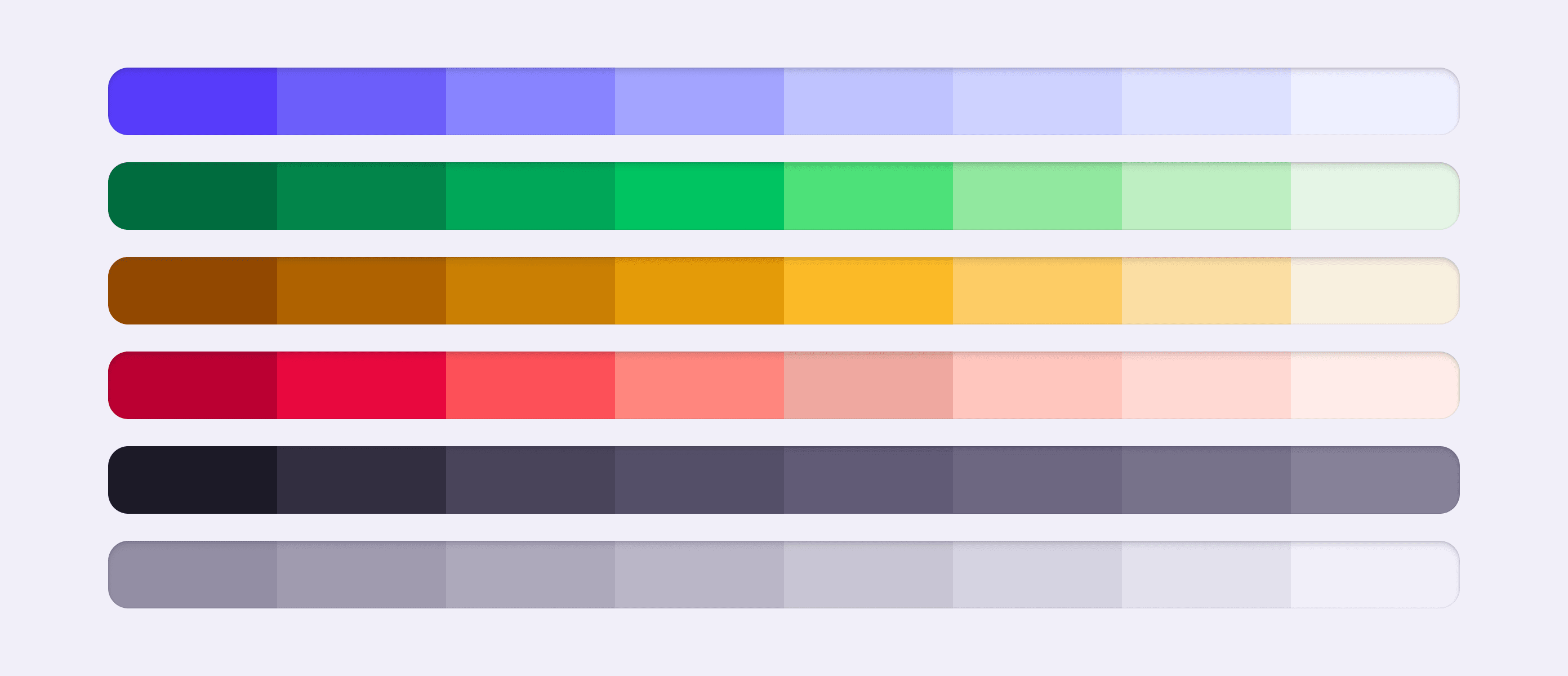 Color palette with shades created from base colors