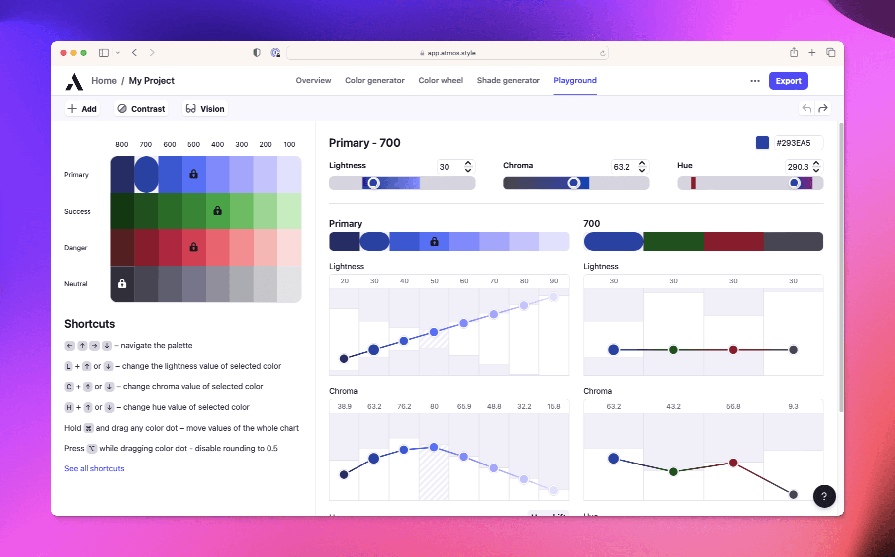 Atmos Playground with example palette