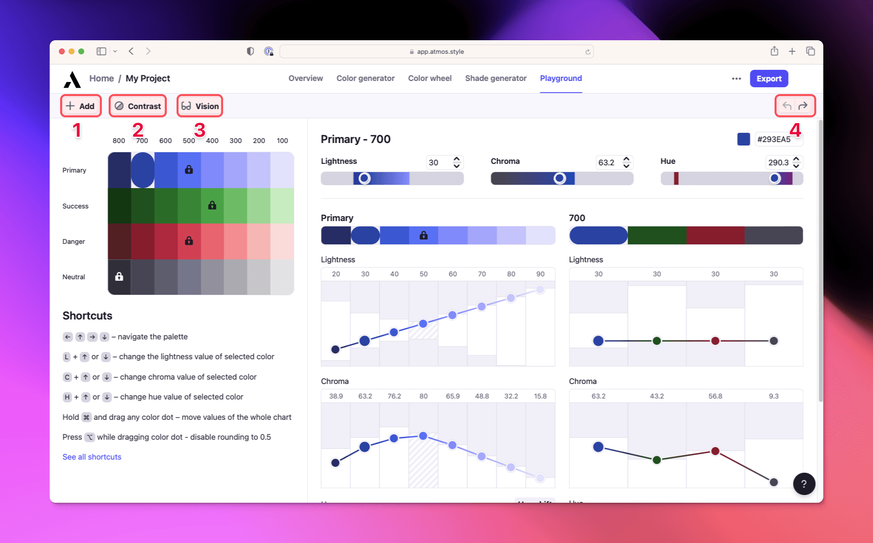 Atmos Playground - Visualization of palette